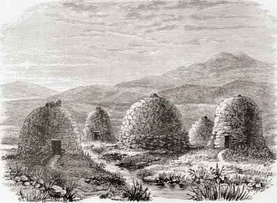 Beboede hytter på Uig, øen Lewis i de ydre Hebrider i 1859, fra 