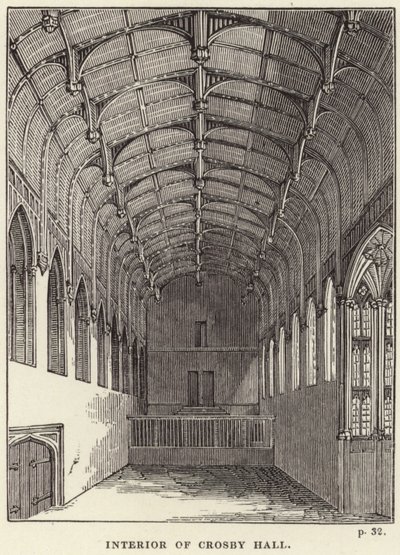 Interiör av Crosby Hall i Chelsea av English School