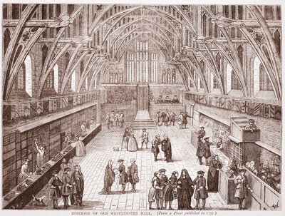 Interiör av Old Westminster Hall, från ett tryck publicerat 1797 av English School