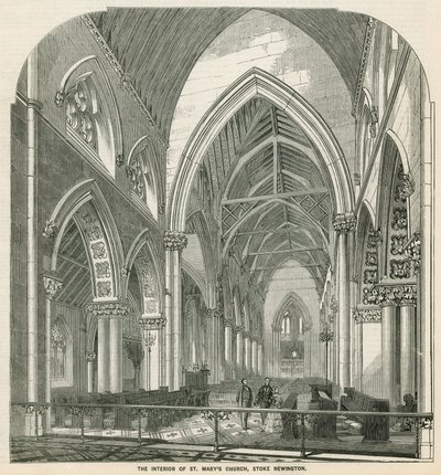 Interiör av St Marys Church i Stoke Newington av English School