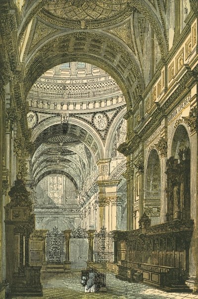 Interiör av St Pauls Cathedral, London av English School
