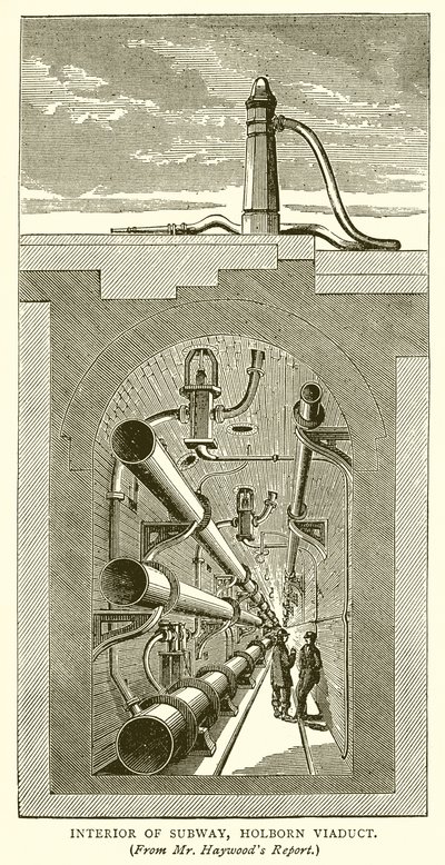 Interiör av tunnelbana, Holborn Viaduct av English School