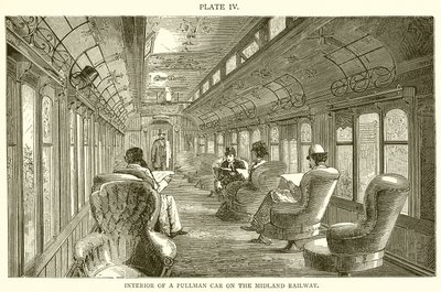 Interiör av en Pullman Car på Midland Railway av English School