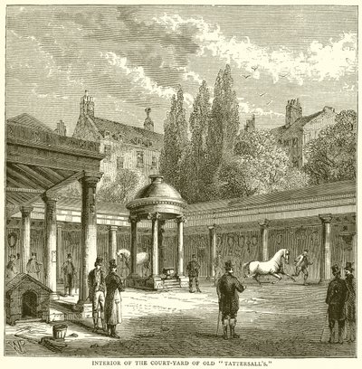 Interiör av Court-Yard of Old Tattersalls av English School