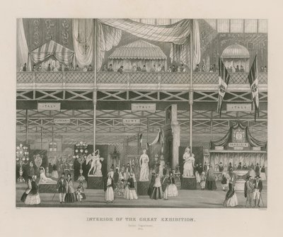 Interiör av den stora utställningen, 1851, italienska avdelningen av English School