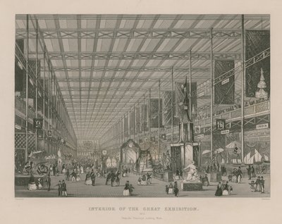 Interiören av den stora utställningen, 1851, från tvärskeppet blickande västerut av English School
