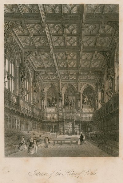 Interiör av House of Lords, Westminster, London av English School