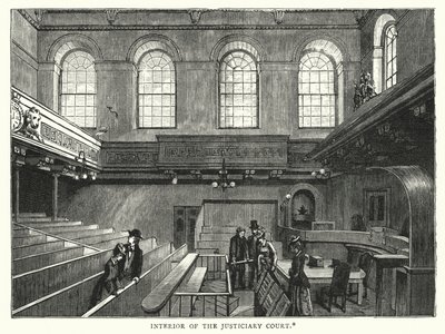 Justitiedomstolens interiör (gravyr) av English School