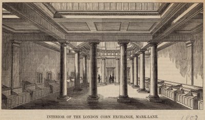 Interiör av London Corn Exchange, Mark Lane av English School