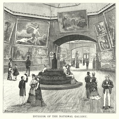 Nationalgalleriets interiör (gravyr) av English School