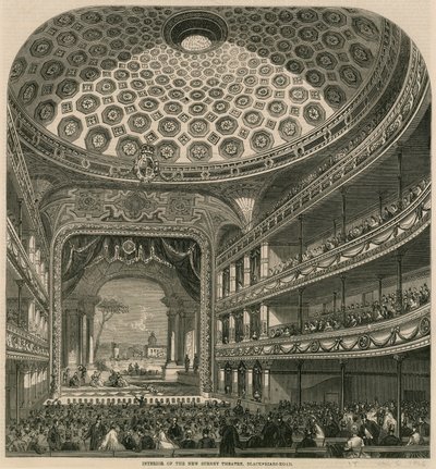 Interiör av New Surrey Theatre, Blackfriars Road, London av English School