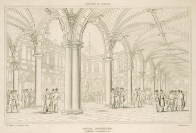 Interiör av Royal Exchange, London, med utsikt mot sydväst av English School