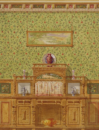 Interiör med skänk, ca 1870-talet (wc på papper) av English School