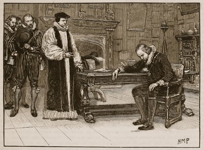 Intervju mellan Bacon och deputationen från Lords, illustration från Cassells Illustrated History of England (sepiafoto) av English School