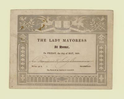 Inbjudan från The Lady Mayoress, At Home, 21 maj 1830 av English School