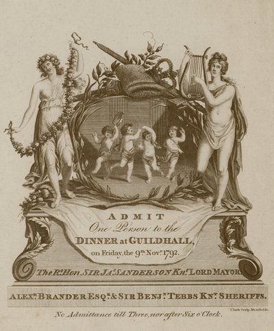 Inbjudan till en bankett i Guildhall, London, den 9 november 1792 av English School