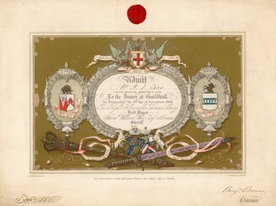 Inbjudan till en bankett i Guildhall, London, den 9 november 1853 av English School