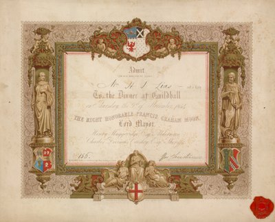 Inbjudan till en bankett i Guildhall, London, den 9 november 1854 av English School