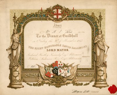 Inbjudan till en bankett i Guildhall, London, den 9 november 1855 av English School