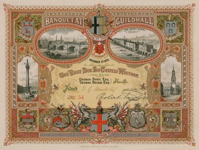 Inbjudan till en bankett i Guildhall, London, den 9 november 1878 av English School