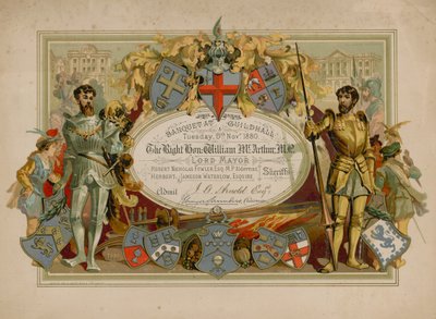 Inbjudan till en bankett i Guildhall, London, den 9 november 1880 av English School