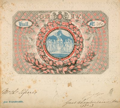 Inbjudan till George IVs kröning 1821 av English School