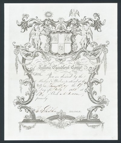 Inbjudan till balen Tallow Chandlers Company, London av English School