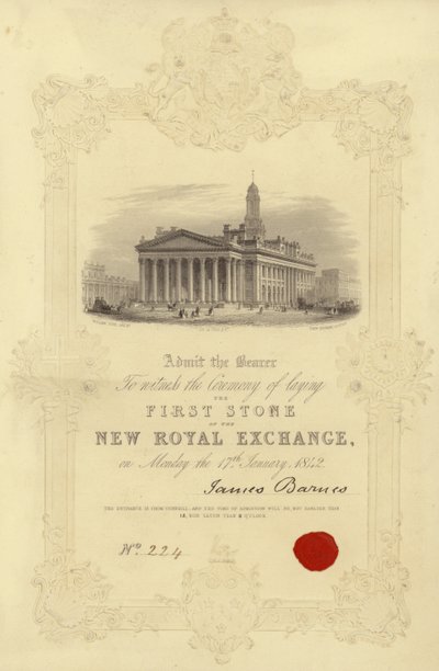 Inbjudan till nedläggning av den första stenen i New Royal Exchange av English School