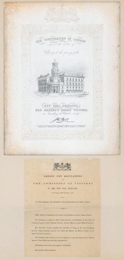 Inbjudan till öppnandet av Nya Kolbörsen, 30 oktober 1849 av English School