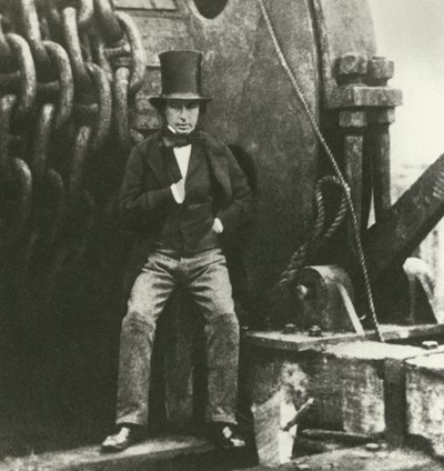 Isambard Kingdom Brunel, ingenjör, under byggandet av Great Eastern (gravyr) av English School