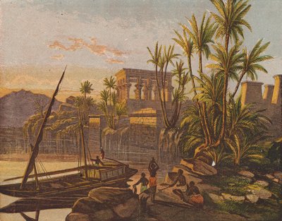 Ön Philae, Egypten (färglitografi) av English School
