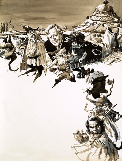 J. R. R. Tolkien och karaktärer från Sagan om ringen av English School