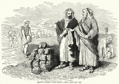 Jakobs förbund med Laban, Gen xxxi 43-55 (gravyr) av English School