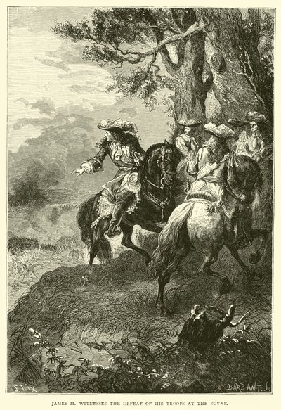 James II bevittnar sina truppers nederlag vid Boyne av English School