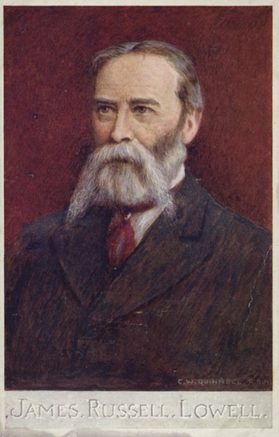 James Russell Lowell (1819-1891), amerikansk poet och diplomat (färglitografi) av English School