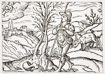 Januari, från Spensers The Shepherds Calendar, 1579 av English School