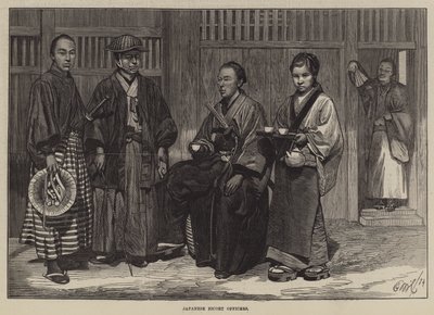 Japanska eskorttjänstemän (gravyr) av English School