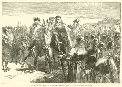 Jeanne d"Albret, drottning av Navarra, talar till hugenottsoldaterna av English School
