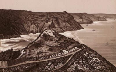 Jersey, Chanelöarna: Vägen ner till Devils Hole (litografi) av English School