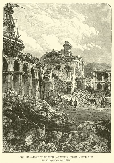 Jesuit Church, Arequipa, Peru, efter jordbävningen 1868 av English School