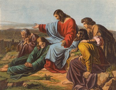 Jesus Kristus gråter över Jerusalem (färglitografi) av English School