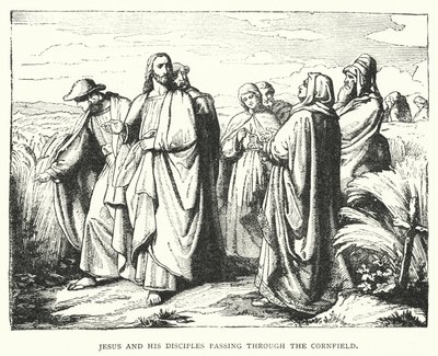Jesus och hans lärjungar på väg genom sädesfältet (gravyr) av English School