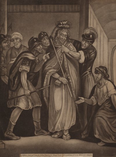 Jesus krönt med en törnekrona (gravyr) av English School