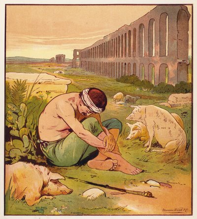 Jesu liknelser: Den förlorade sonen (färg litho) av English School