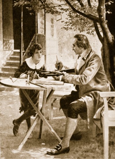 Johann Wolfgang von Goethe instruerar sin son August hur man skjuter med en armbåge av English School