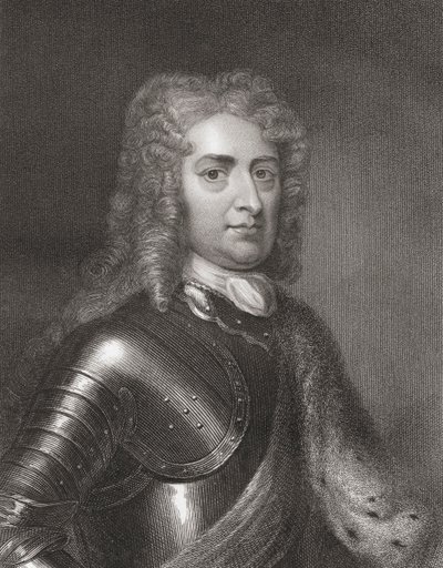 John Churchill (1650-1722) 1:e hertig av Marlborough från Gallery of Portraits, publicerad 1833 av English School