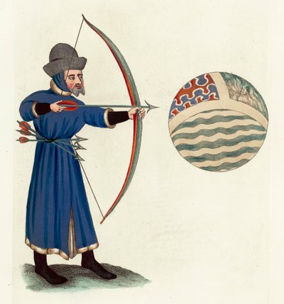 John Gower (färgad gravyr) av English School