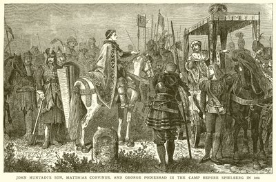 John Hunyadis Son, Matthias Corvinus och George Podiebrad i lägret före Spielberg 1468 av English School