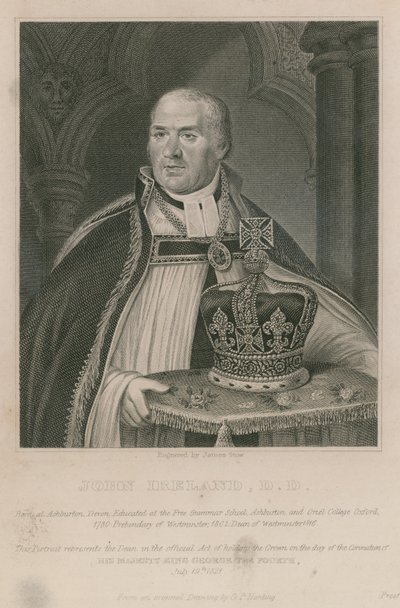 John Ireland, som innehade kronan vid kröningen av Hans Majestät Kung George IV av English School