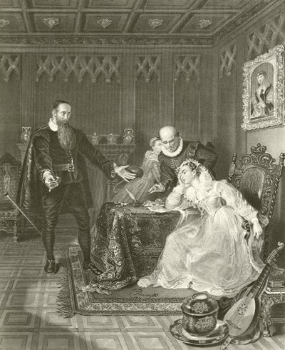 John Knox förmanar Mary Queen of Scots av English School